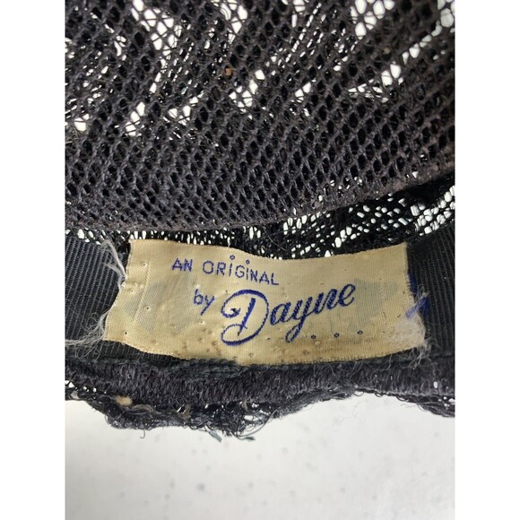 Vintage 60s 50s Dayne Fascinator Hat Union USA Black Straw Classy Jackie Kennedy - Picture 2 of 13
